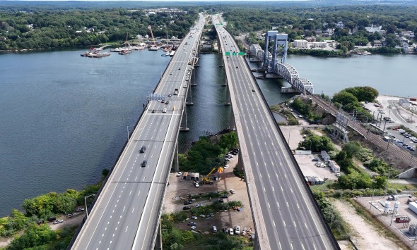 Aerial view of the Gold Star Memorial Bridge.