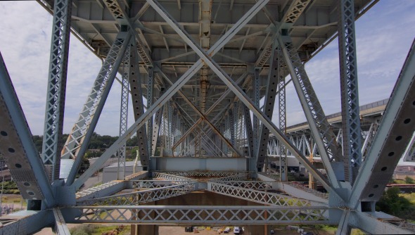 The underside of the Gold Star Memorial Bridge.