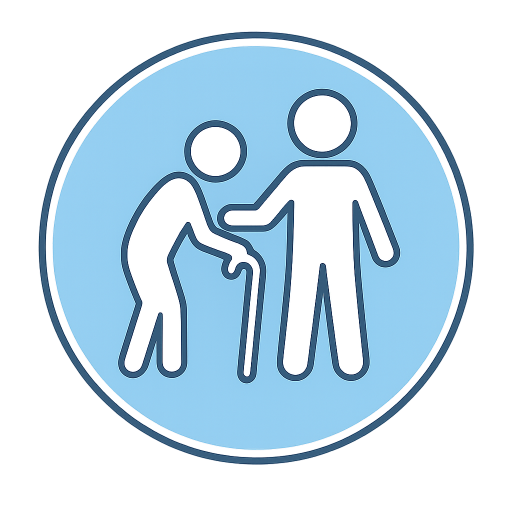 icon of elderly person getting help