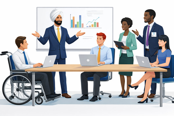 Diverse team meeting illustration