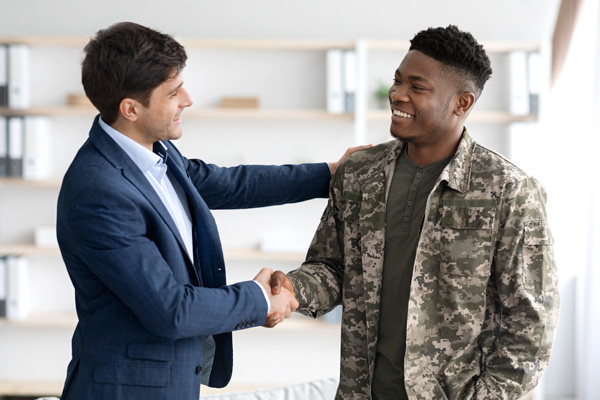 Veteran shaking hands