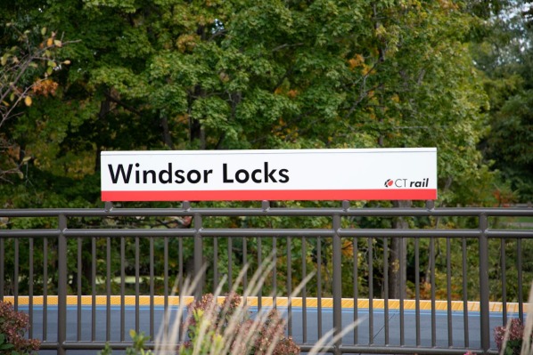 Sign at the Windsor Locks Train Station
