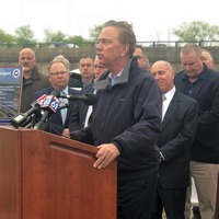 Governor Lamont near Exit 29 of I-91 in Hartford