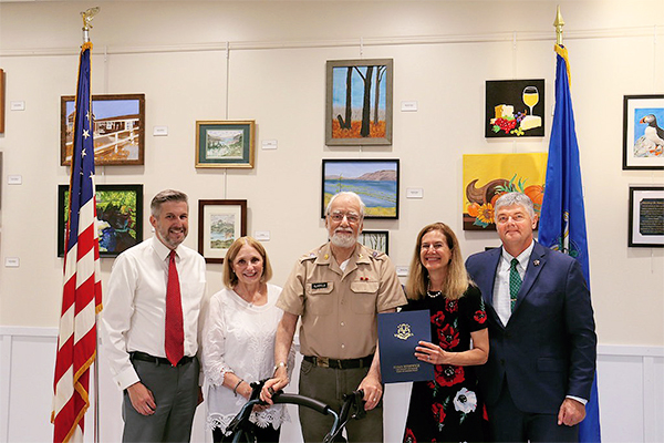 Lt. Governor Susan Bysiewicz with a veteran at the Woodbridge Vietnam Veterans Ceremony