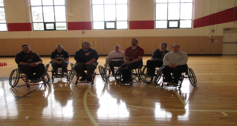 Playing basketball in fitness wheelchairs