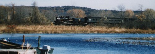 train passing wetlands