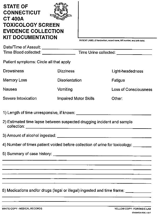 CT400A Toxicology Screen Evidence Collection Kit Documentation