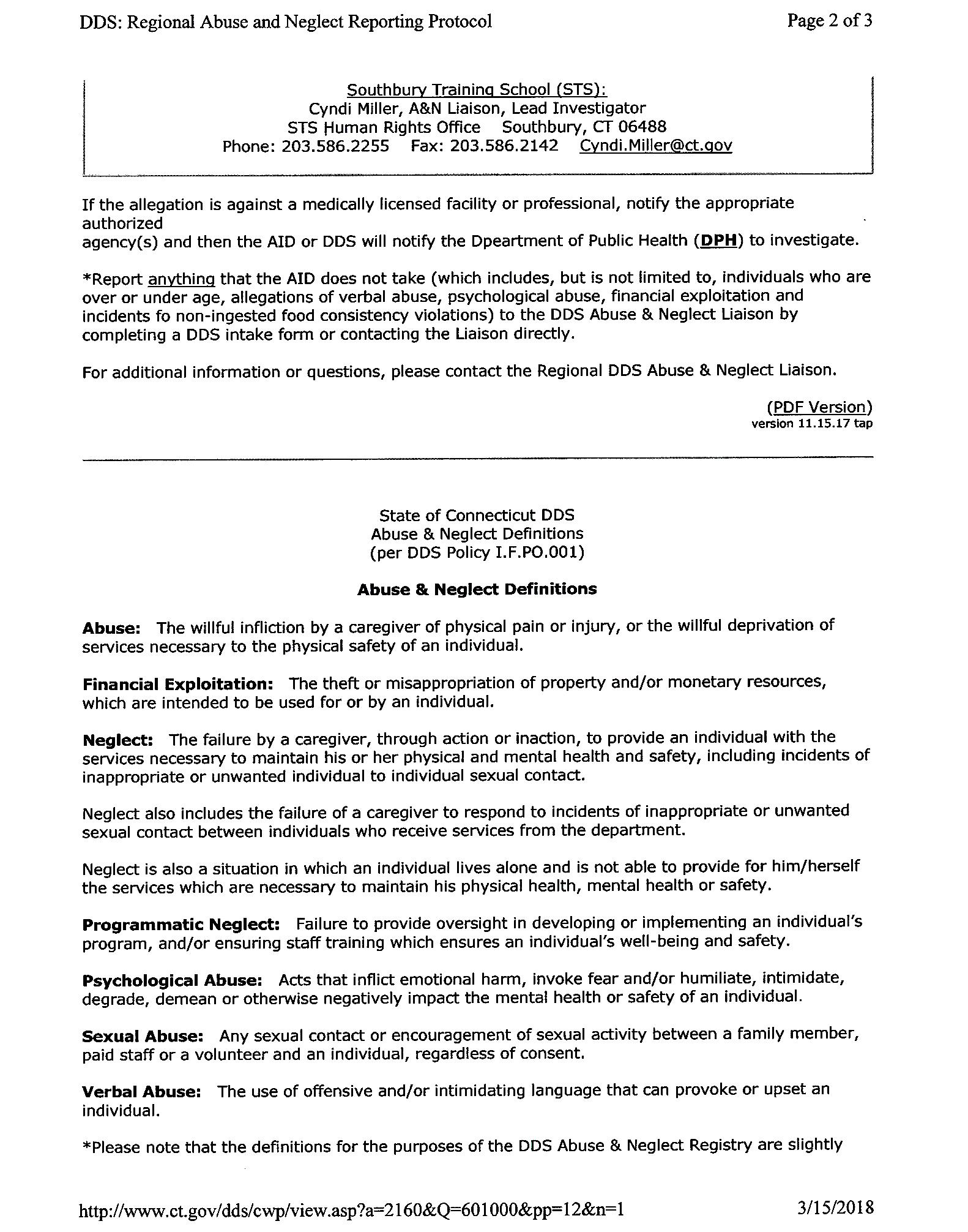 Department of Developmental Services Regional Abuse and Neglect Reporting Protocol - Page 2