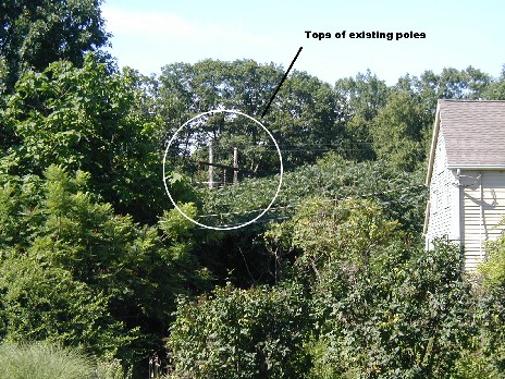 View of existing transmission structure from northerly neighbor's driveway