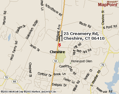 Map to cheshire Center