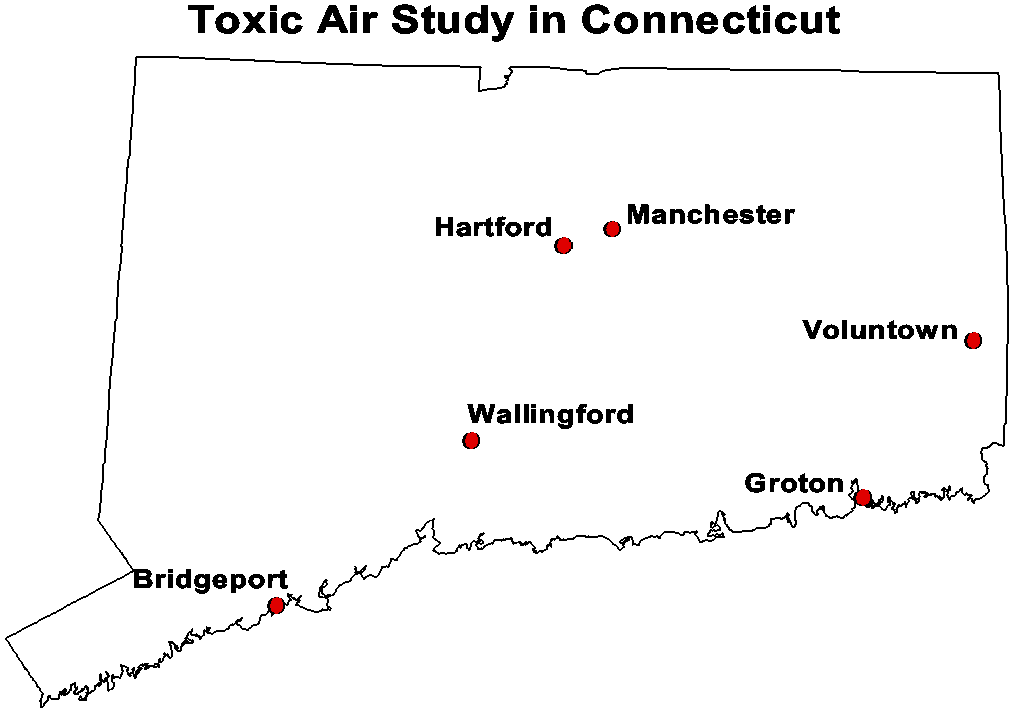 Map - Toxic Air Study in Connecticut