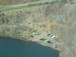 An aerial view of the Black Pond boat launch.