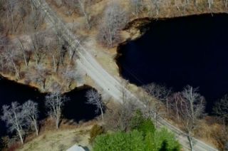 An aerial view of the Middle Bolton Lake boat launch.