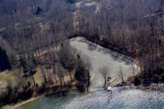 An aerial view of the Coventry Lake boat launch.