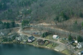 An aerial view of the Crystal Lake boat launch.