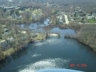 An aerial view of theDodge Pond boat launch.