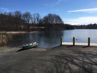 The ramp of the Dooley Pond boat launch.