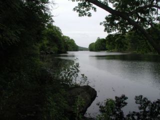 A view from the Higganum Reservoir boat launch.