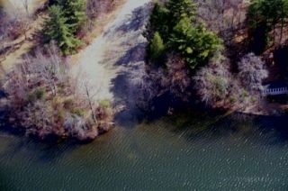 An aerial view of the Little Pond boat launch.