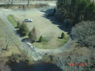 An aerial view of the Rogers Lake boat launch.