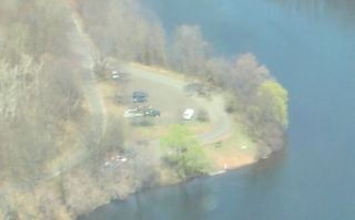 An aerial view of the Silver Lake boat launch.