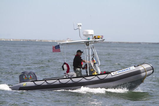 An image of the Boating Division safety boat Prudence.