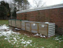 photograph of the composting bin system at a school