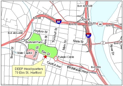 Map of DEP Headquarters, 79 Elm Street, Hartford