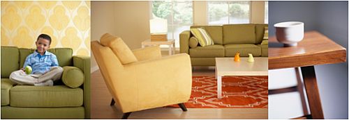 Image of table, living room furniture and boy