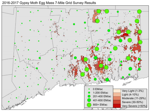 2016-2017 Gypsy Moth Egg Mass 7 Mile Grid Survey Results
