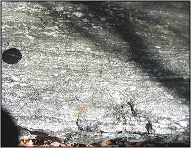 Photograph of banding on Hebron Gneiss