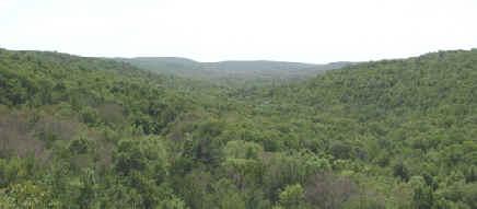 Photograph of view from the overlook of u-shaped valley