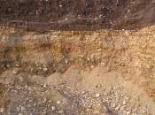 Stratified sand and gravel deposit