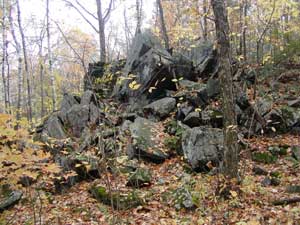 Jumble of rocks left by glaciers at Mount Tom State Park