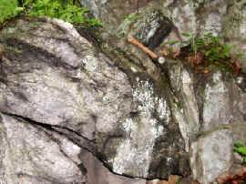 Photograph of coarse-grained pegmatite outcrop