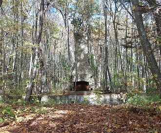 Remnants of stone chimney and foundation