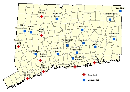 Connecticut State Parks Map Swimming   CT State Parks and Forests