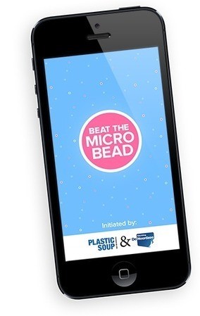 Cell phone with Beat The Microbead app displayed