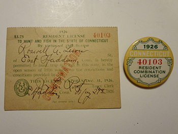 1926 Hunting License with matching number button