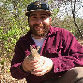 Field technician with a juvenile cottontail