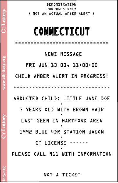 AMBER Alert Ticket Sample