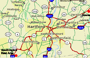 Area Map of Southington Rest Area