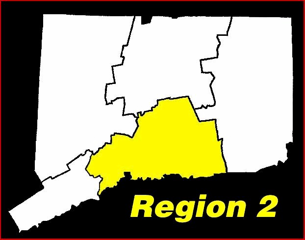 State of CT Map - Region 2 Hi-lighted