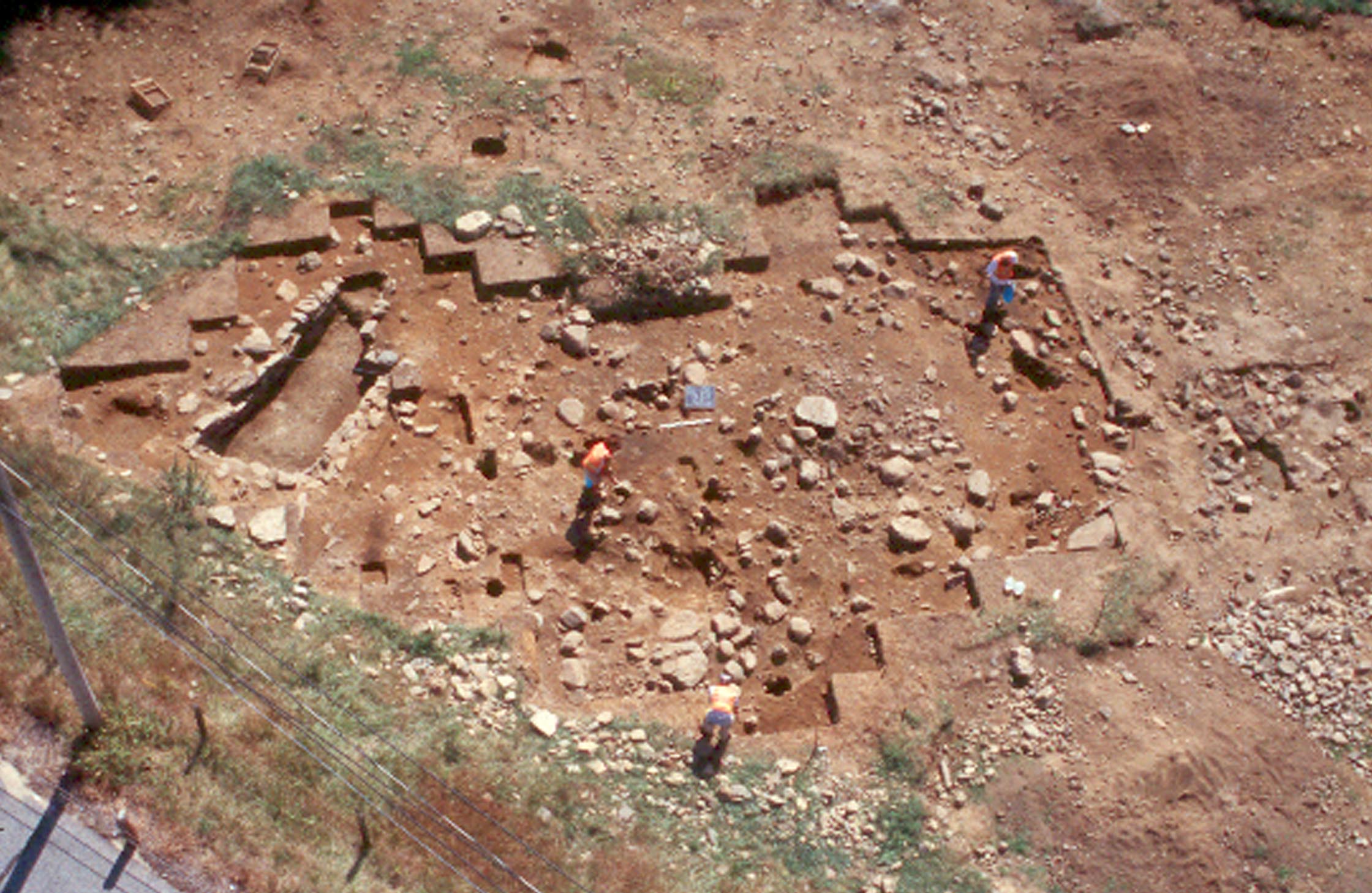 Overhead view of the site partway through excavations.