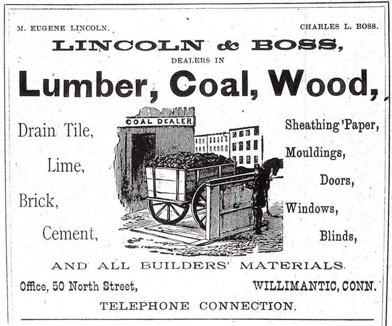 Business advertisement, Willimantic Directory, 1890s