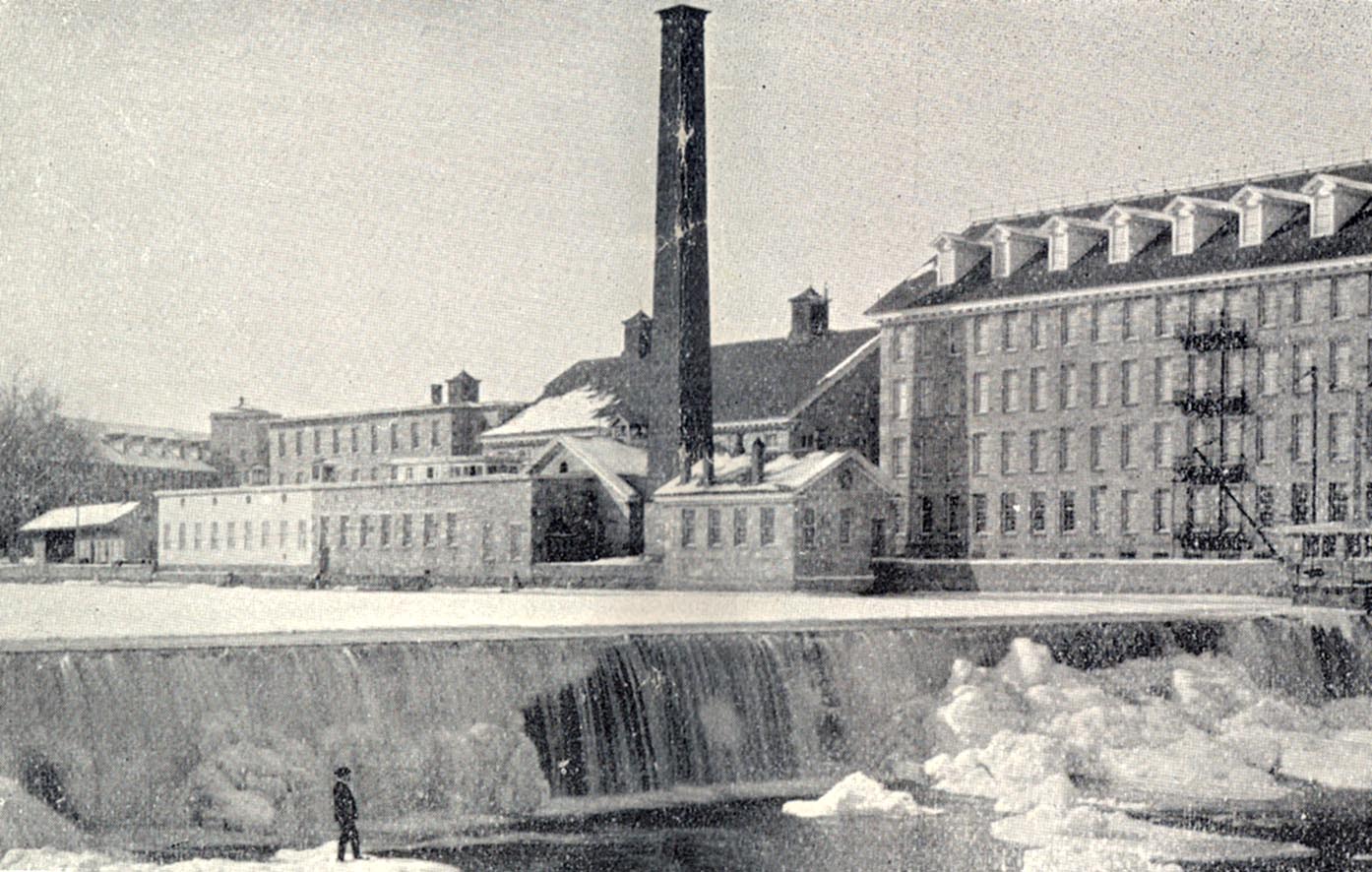 Mill dam on the Willimantic River, 1894