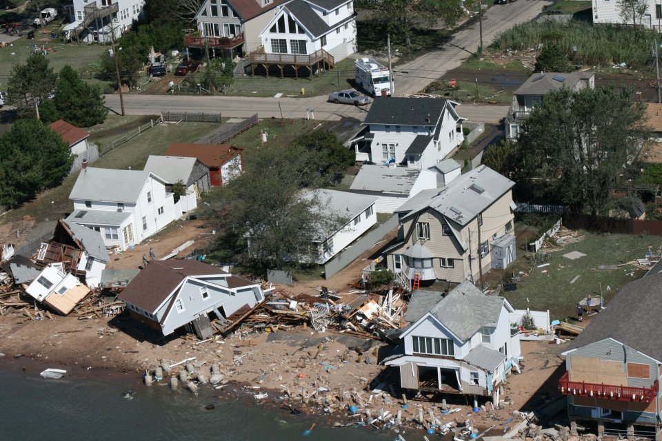 Damage to homes along Connecticut shoreline from Tropical Storm Irene (2011)