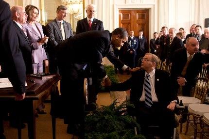 President Obama shakes hand with Rep. Langevin