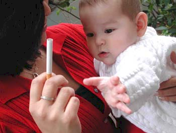baby grabbing cigarette