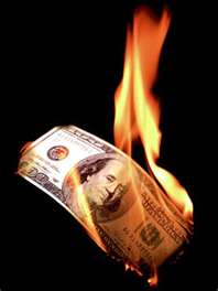 dollar bill burning